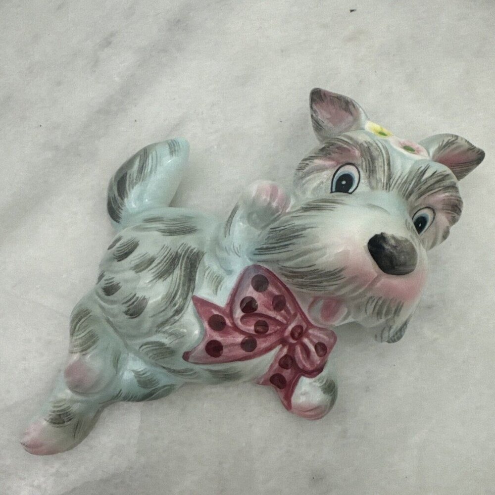SUPER RARE Vintage Py Japan Dancing Scotty Dog Ceramic Wall Plaque EXC LOOK!!